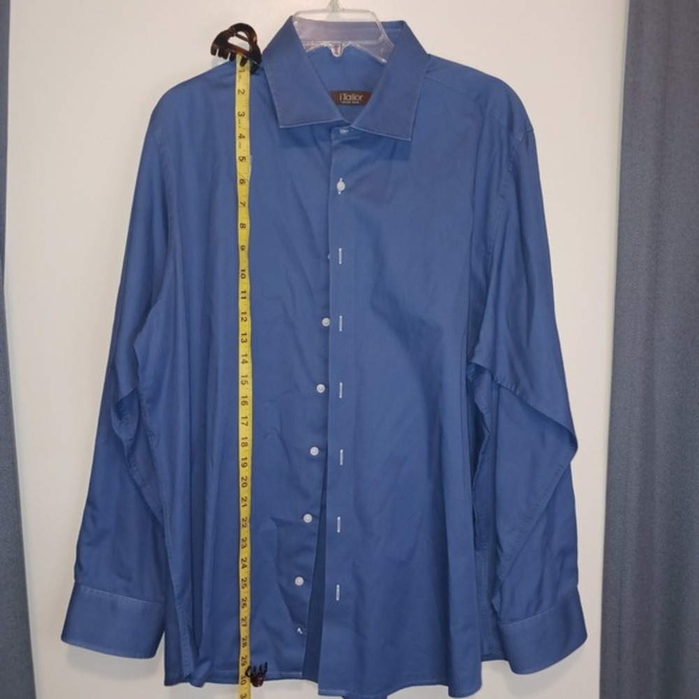 iTailor Mens Blue Tailor Made 100% Cotton Long Sleeve Button Down Dress‎ Shirt
